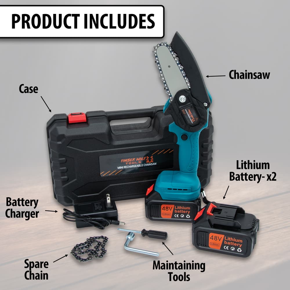 The mini chainsaw has a a TPU safety cover image number 1