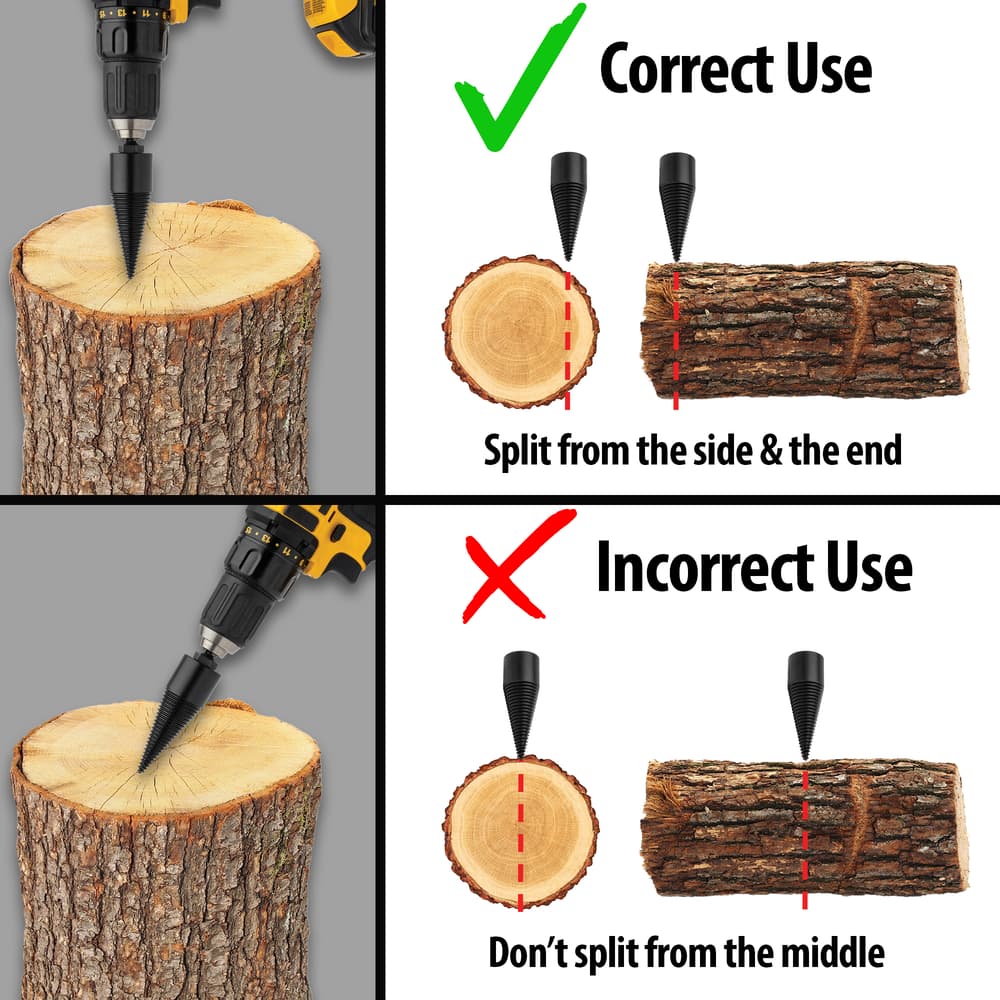 The right way and wrong way to use the wood splitter drill bit image number 1
