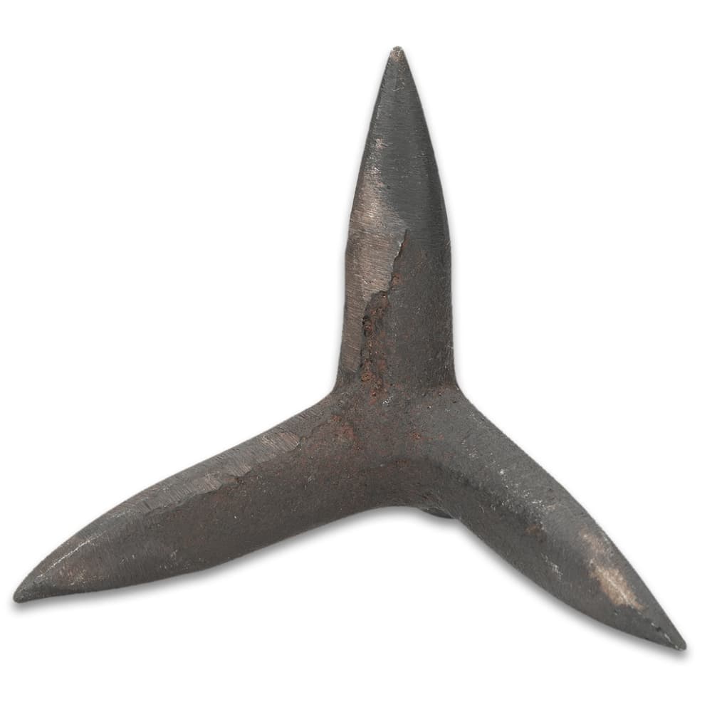 The caltrop is crafted of solid iron and has four piercing points, highly capable of piercing vehicle tires, when necessary image number 1