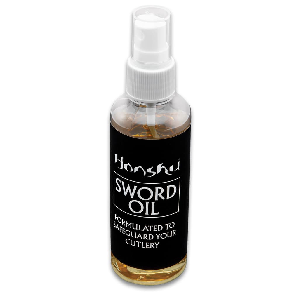 The sword oil is made of refined mineral oil and comes in an easy-application spray bottle and is suitable for all blades image number 1