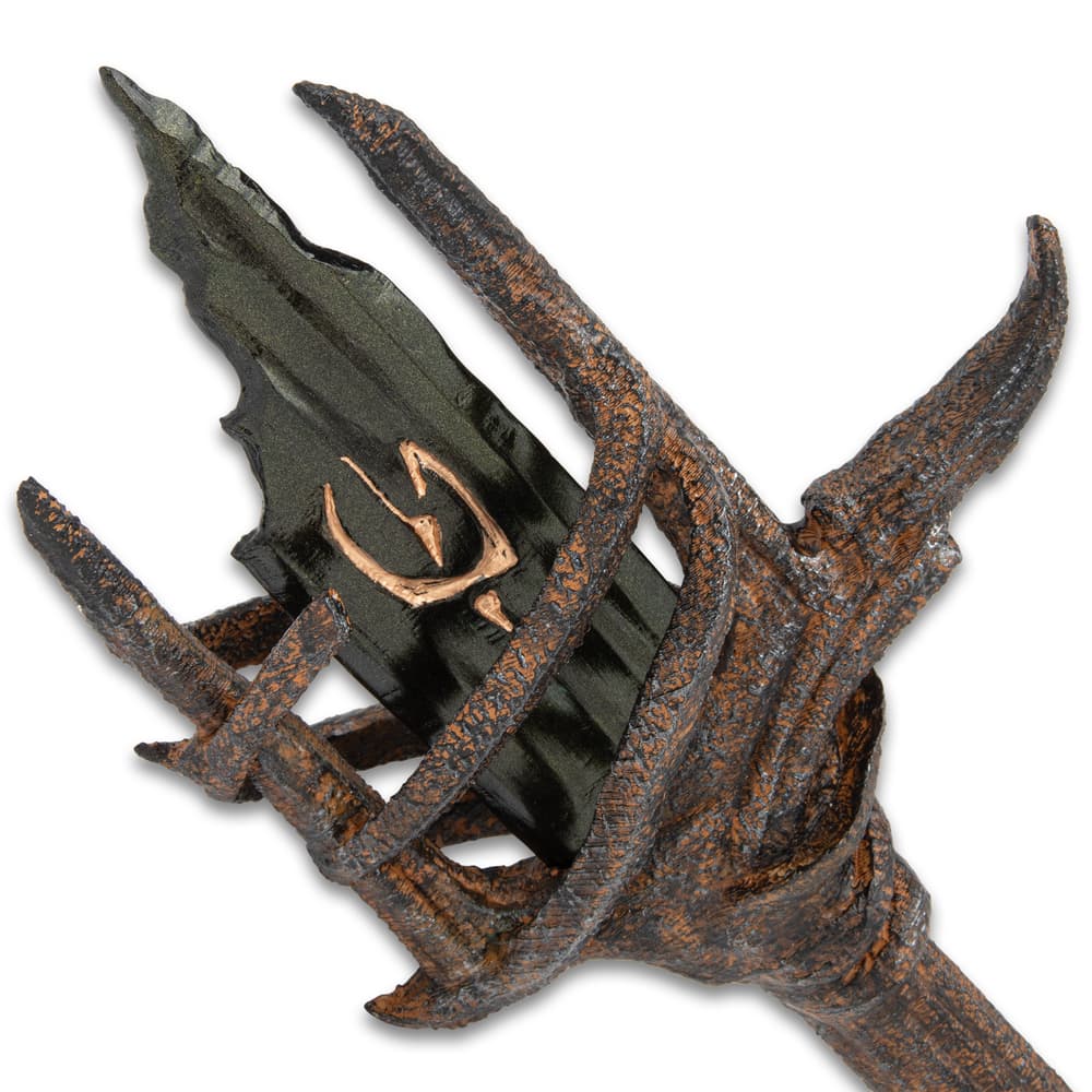 This black sword rings replica offers a rusted like appearance. image number 1