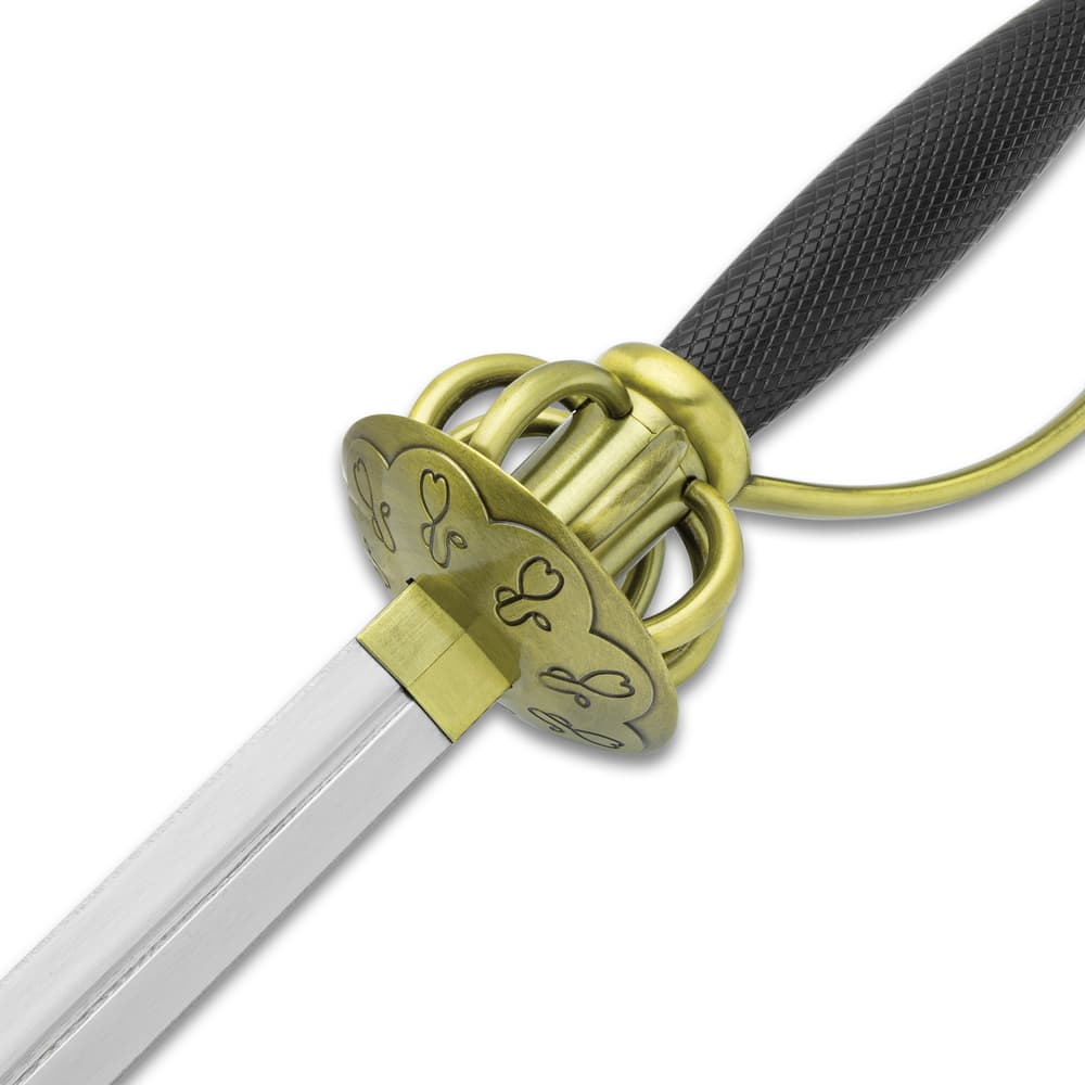 Close up image of the hilt on the Durandal Rapier Sword. image number 1
