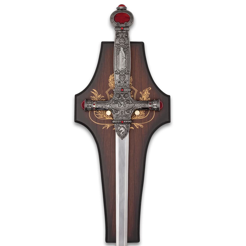 Full image of the Guardian's Sword hanging on the included wall plaque. image number 1