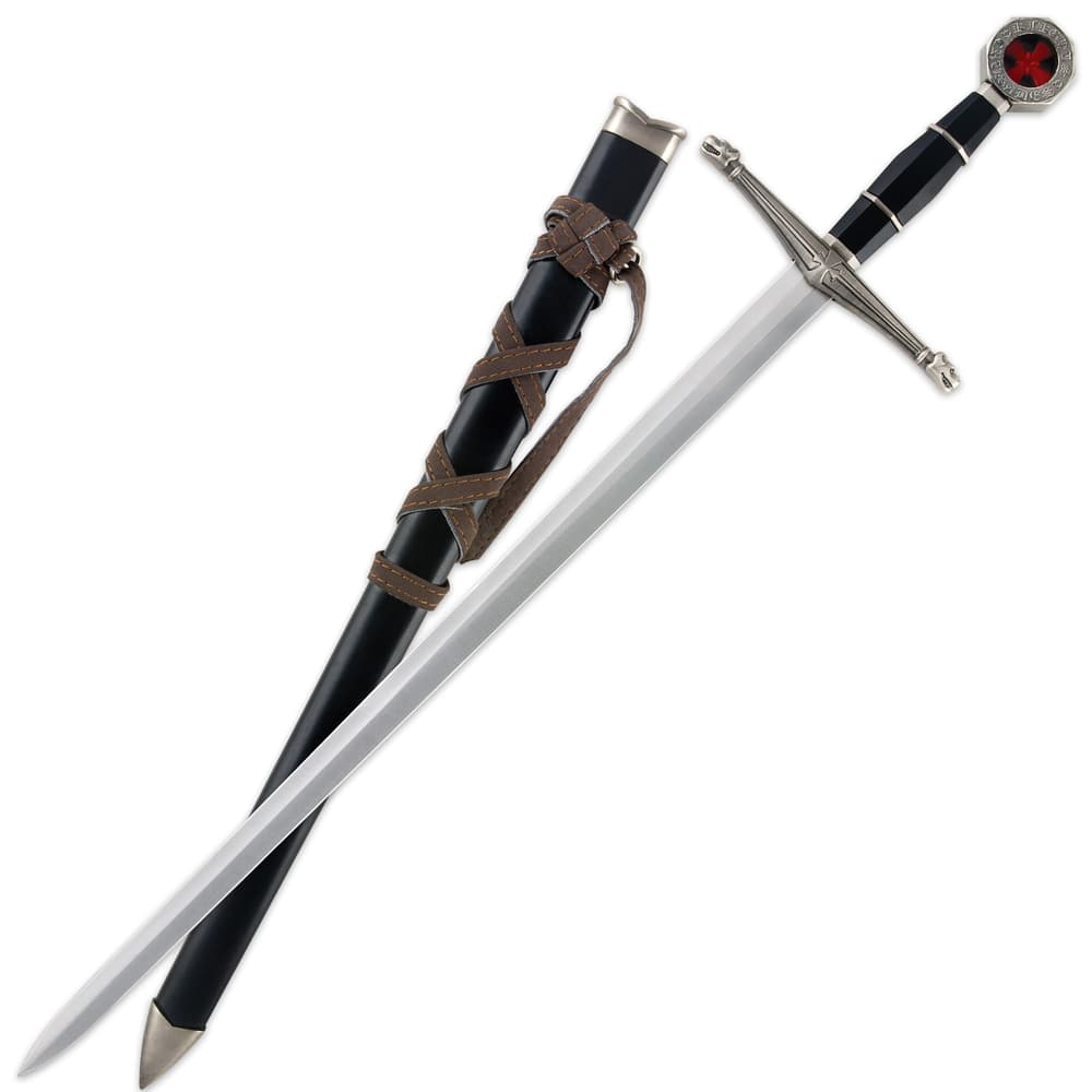 Tomahawk Black Prince Medieval Sword With Sheath - Historical Reproduction, Cast Metal Handle - 22 1/2" Length image number 1