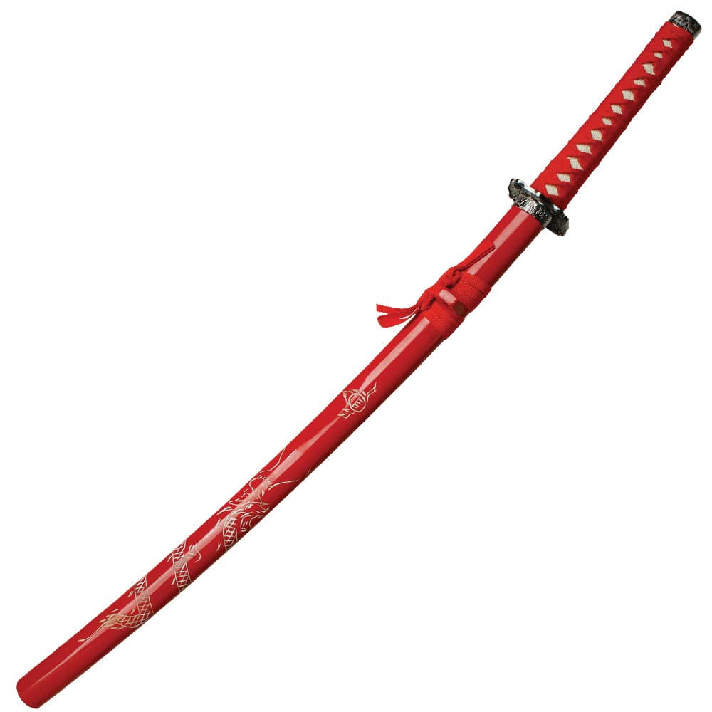 Red Dragon Three Piece Imperial Samurai Sword Collection With Stand image number 1