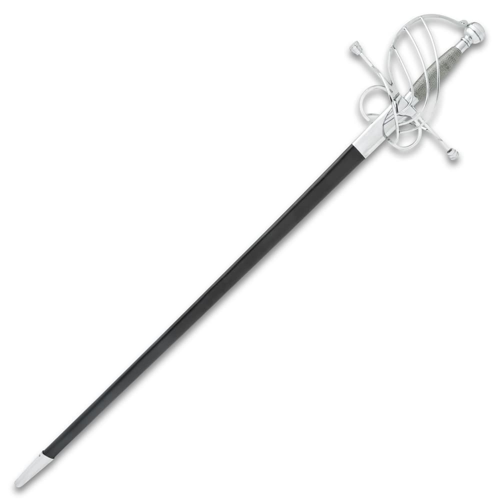 The rapier in its black scabbard image number 1