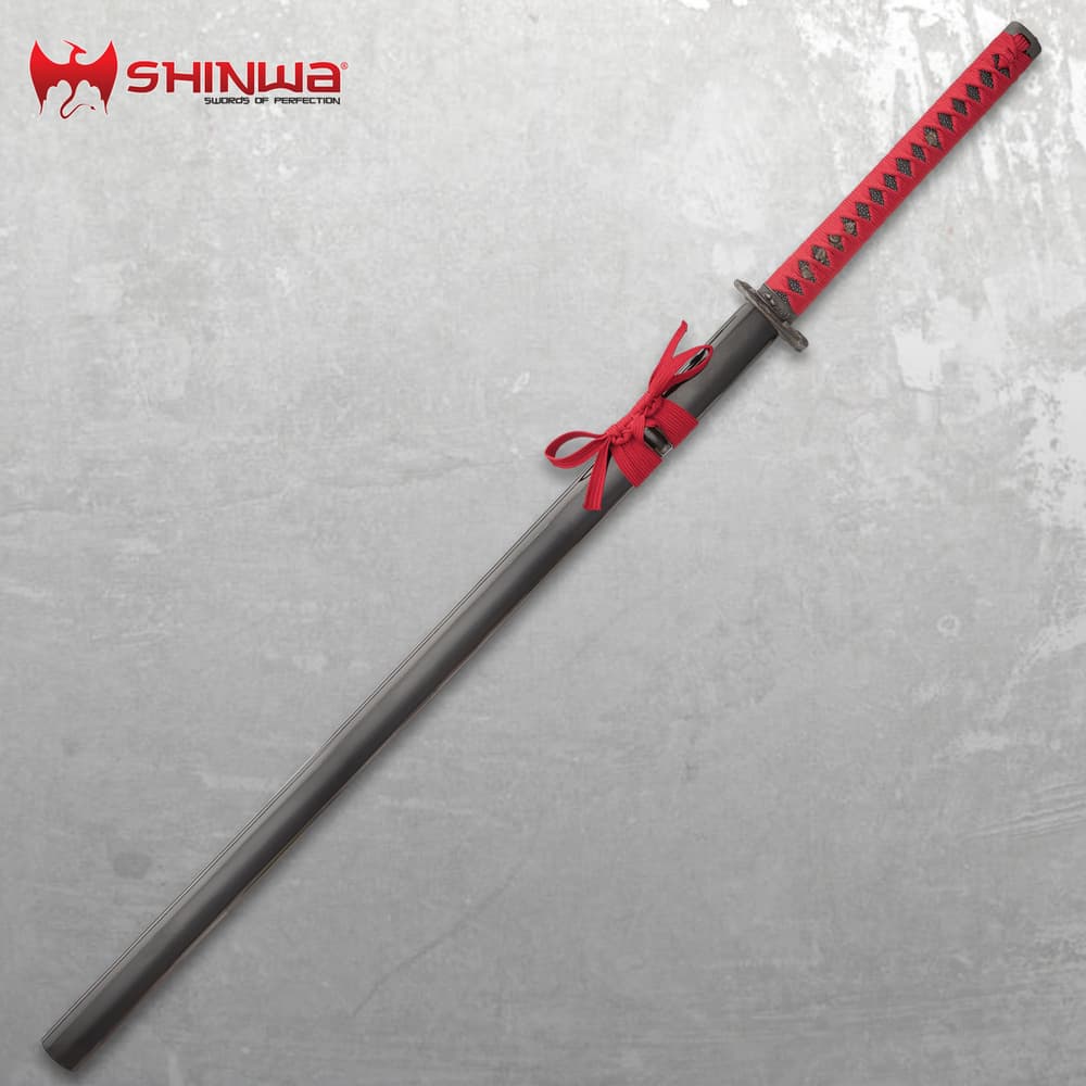 Shinwa Damascus Steel Red Knight Katana Sword Hand Forged image number 1