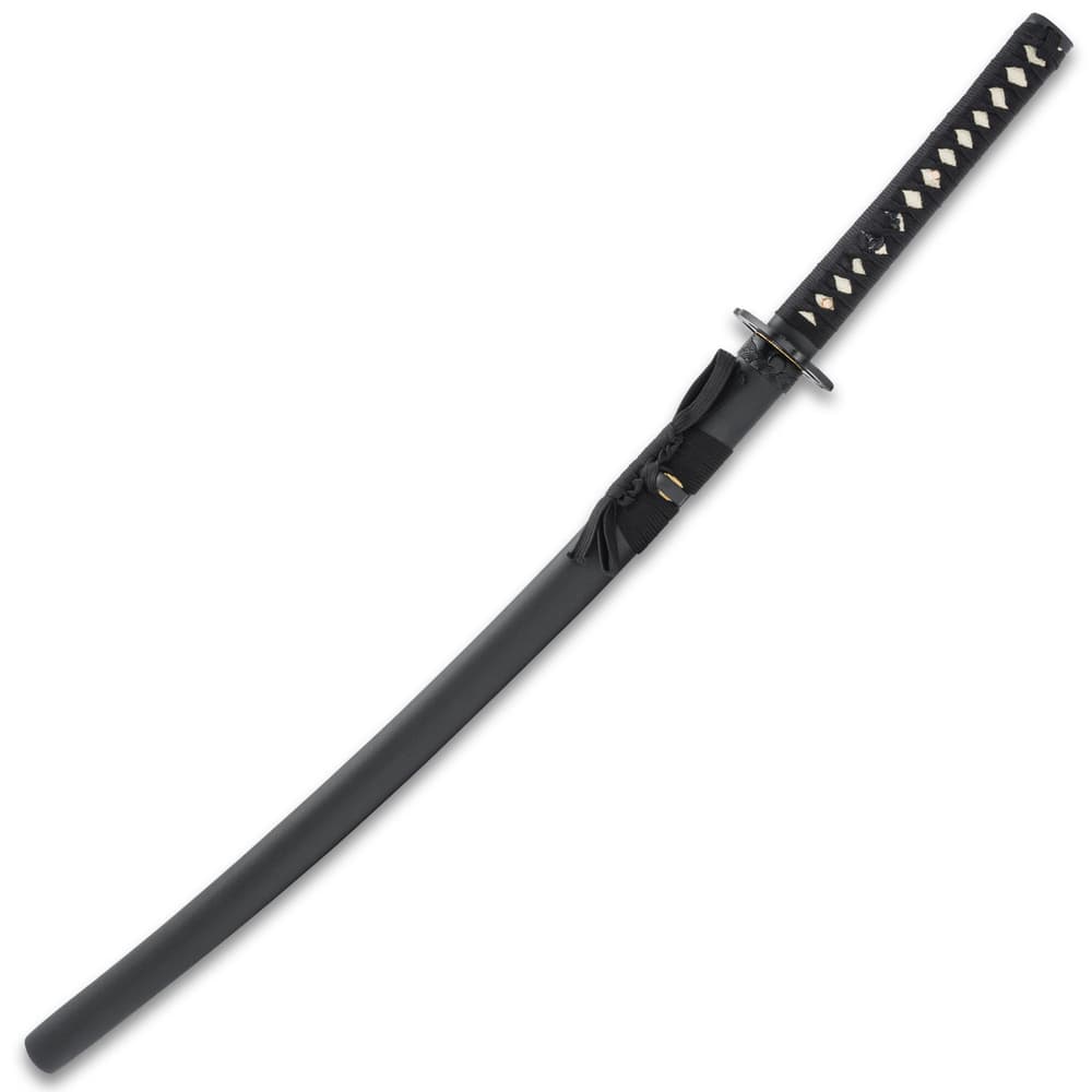 The sword comes with a black wooden scabbard image number 1