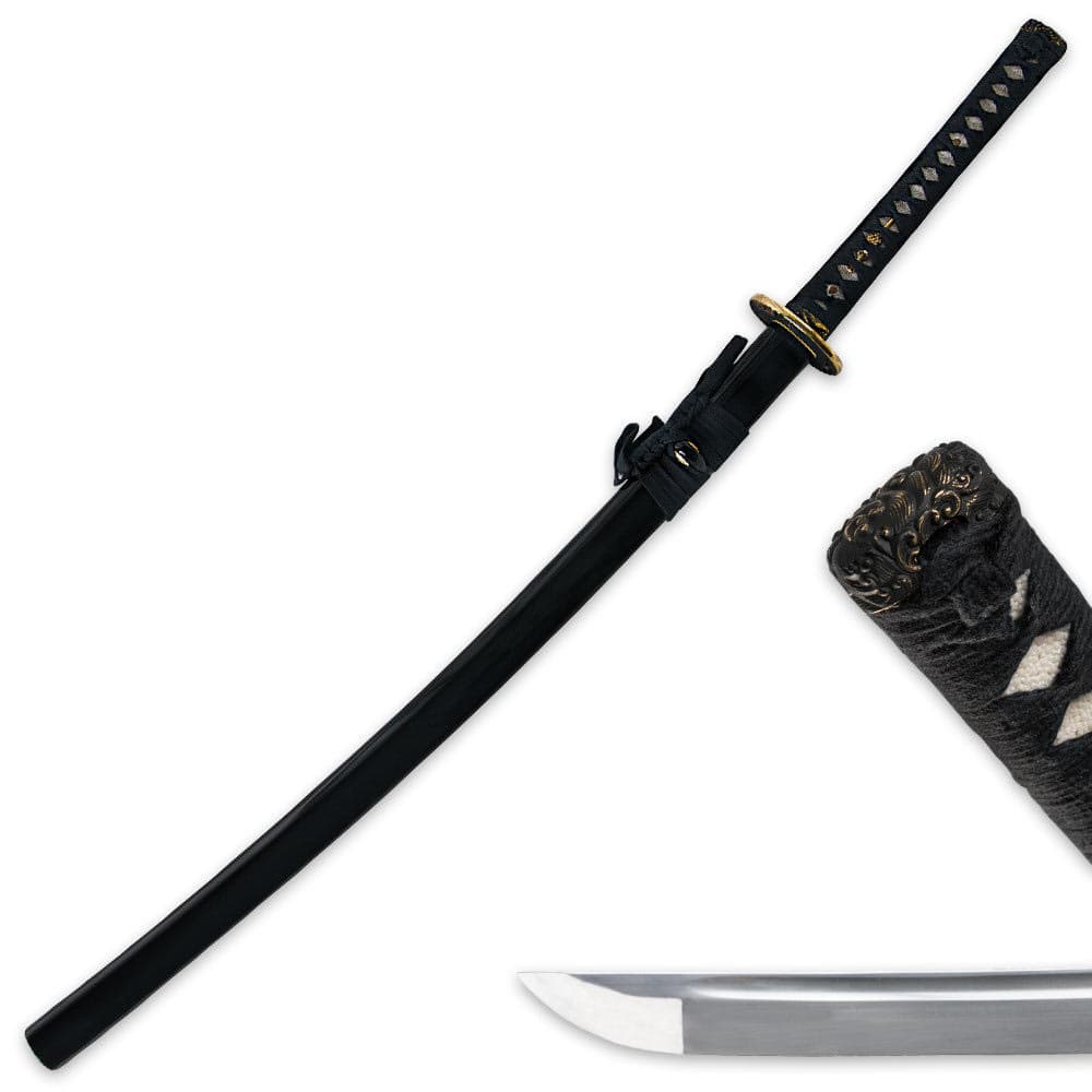 Black Polished Ryoushi Musashi Katana Sword image number 1
