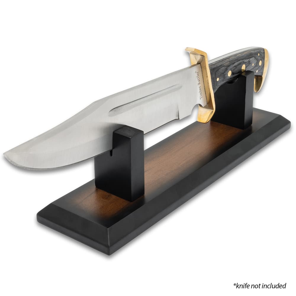 Angled image of the Knife Display Stand displaying a knife. image number 1