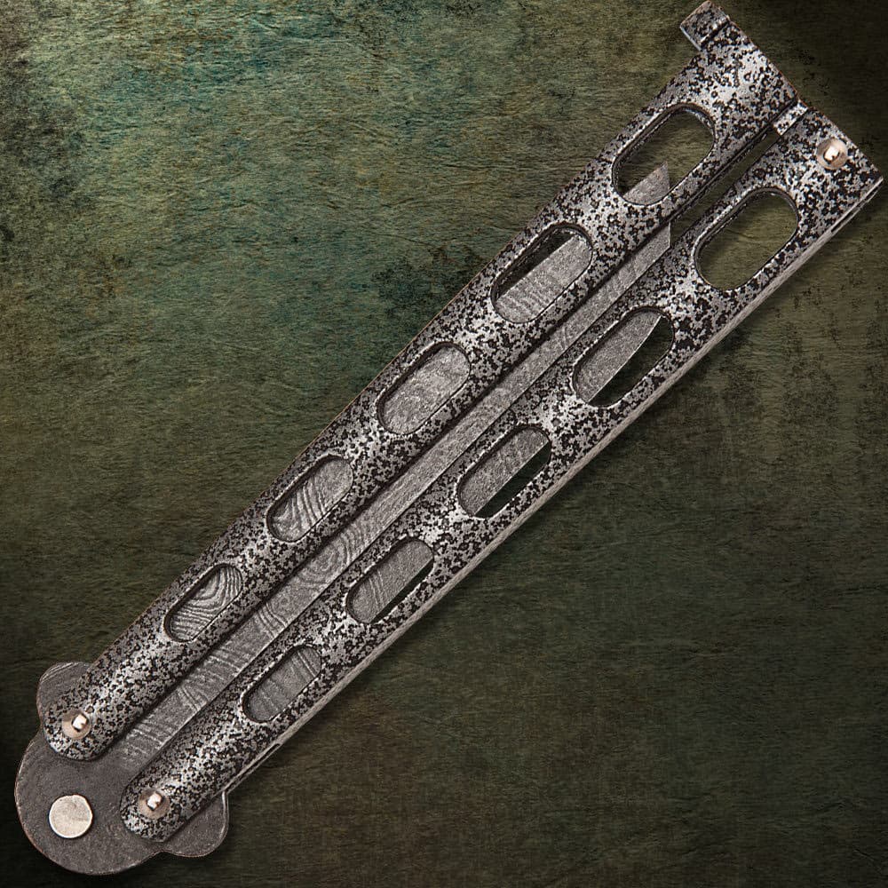 Bear & Son Butterfly Knife Damascus Tanto image number 1