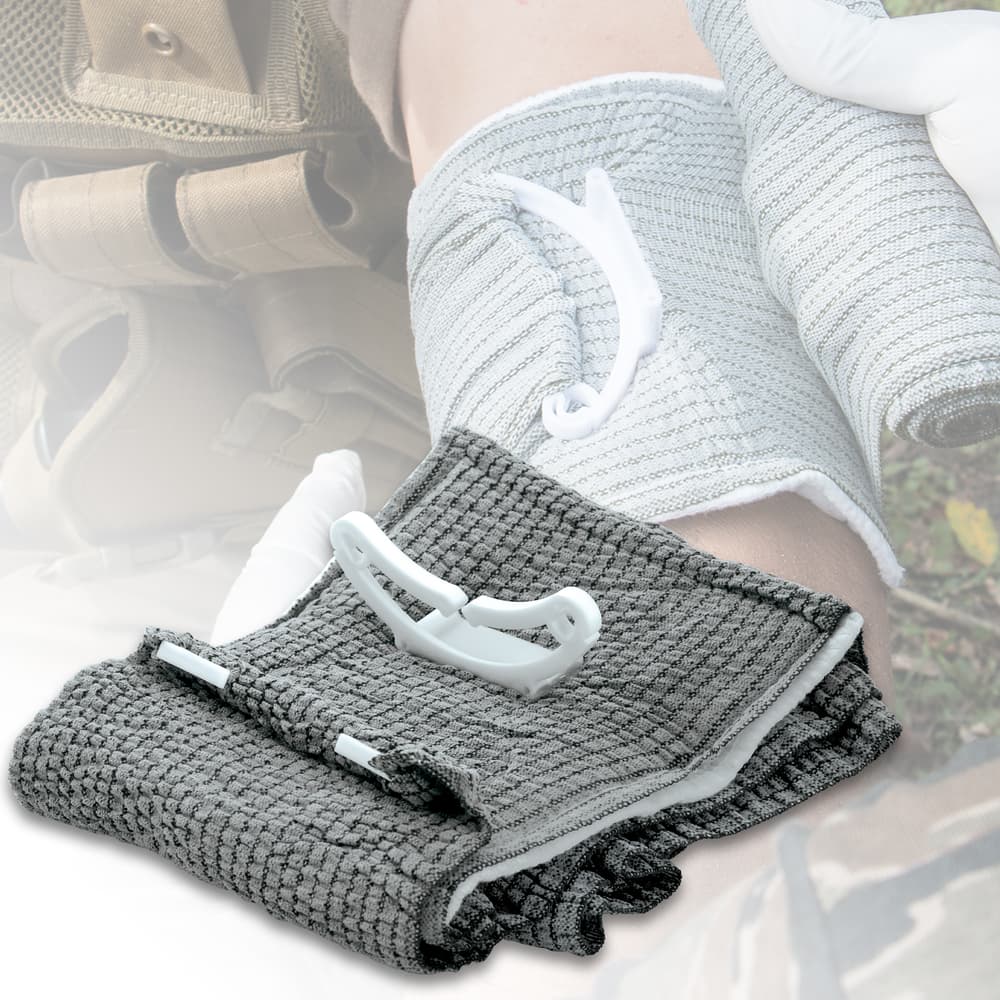Included in the Mountain Media Bundle is an Israeli Military Bandage made of a sturdy nylon material with pressure bar. image number 2