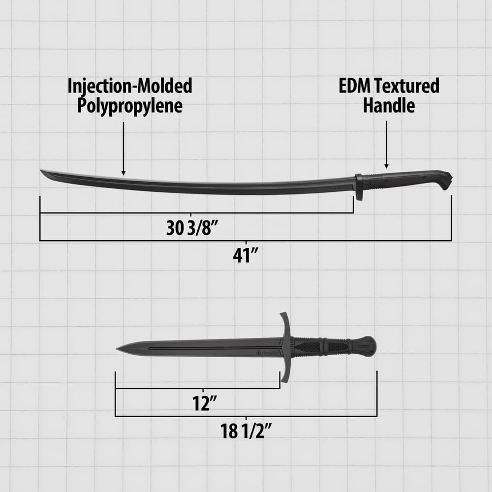 Details and features of the Training Katana and Training Dagger included in the Eastern Martial Arts Set. image number 2