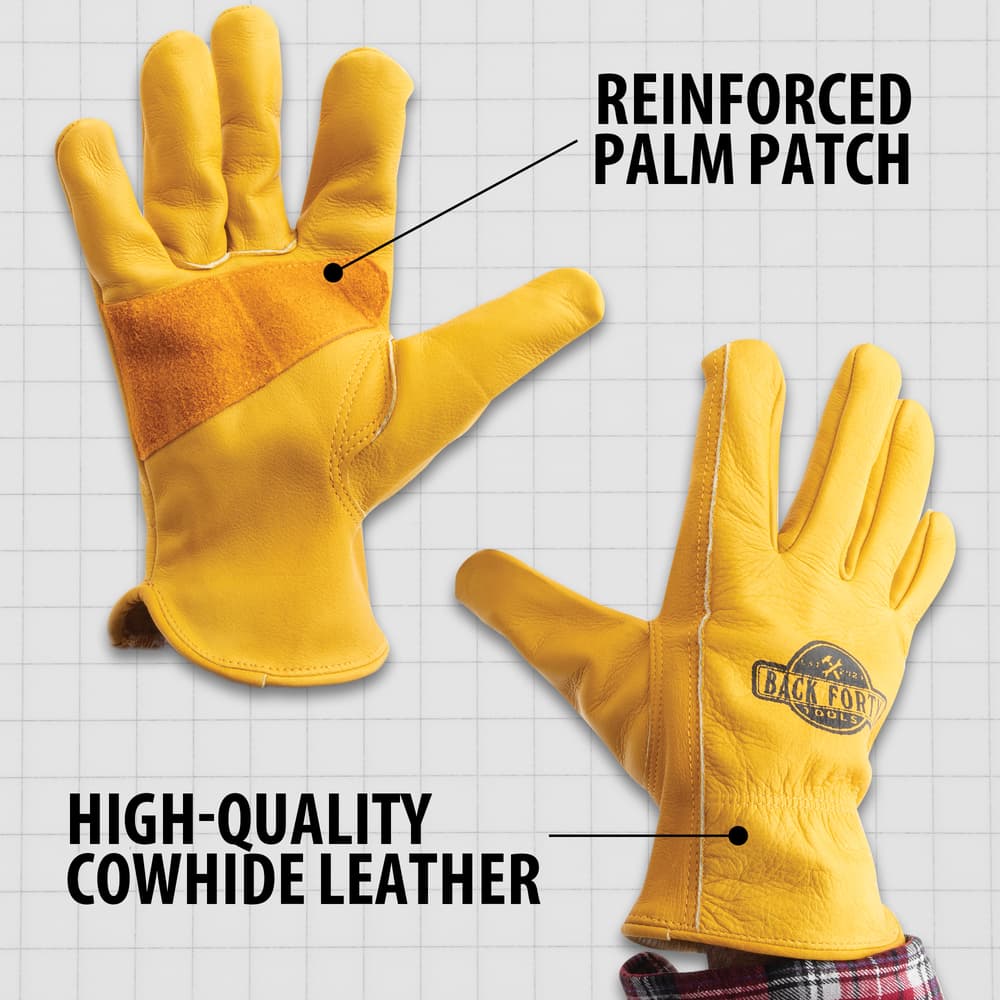 Details and features of the Leather Working Gloves. image number 2
