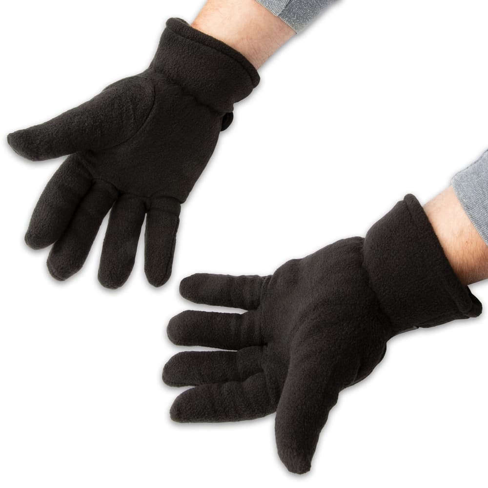 The gloves are constructed of 200g polar fleece, and the adjustable Velcro wrist strap assures that one size fits most image number 2