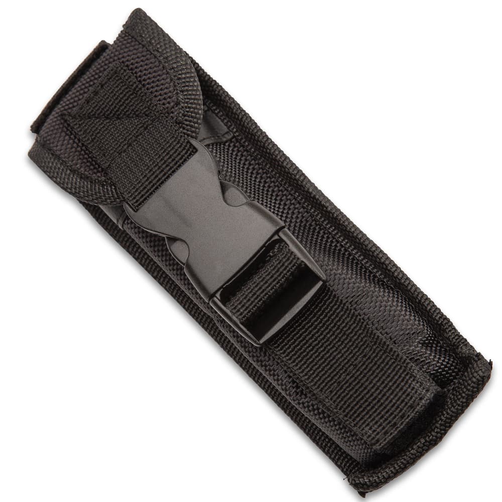 The knife can be easily stored in its included black nylon pouch with buckle. image number 2