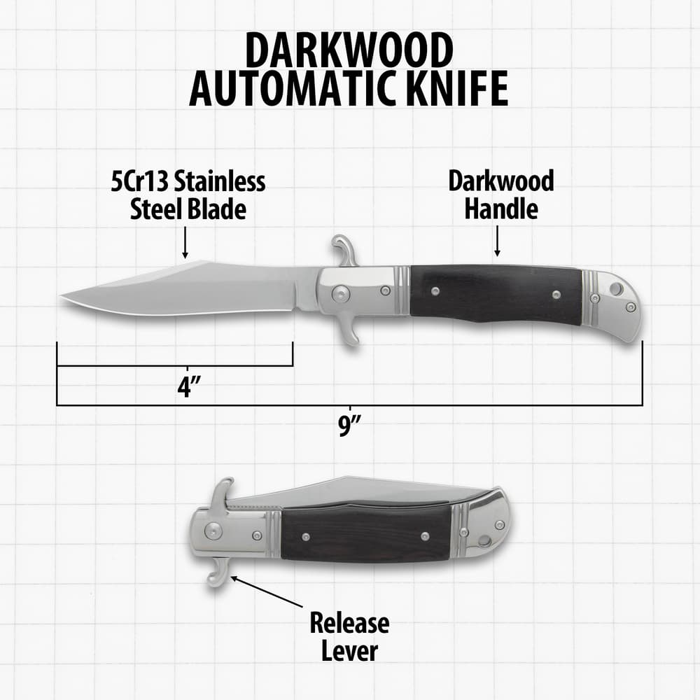 The specs of the Darkwood Automatic Knife image number 2
