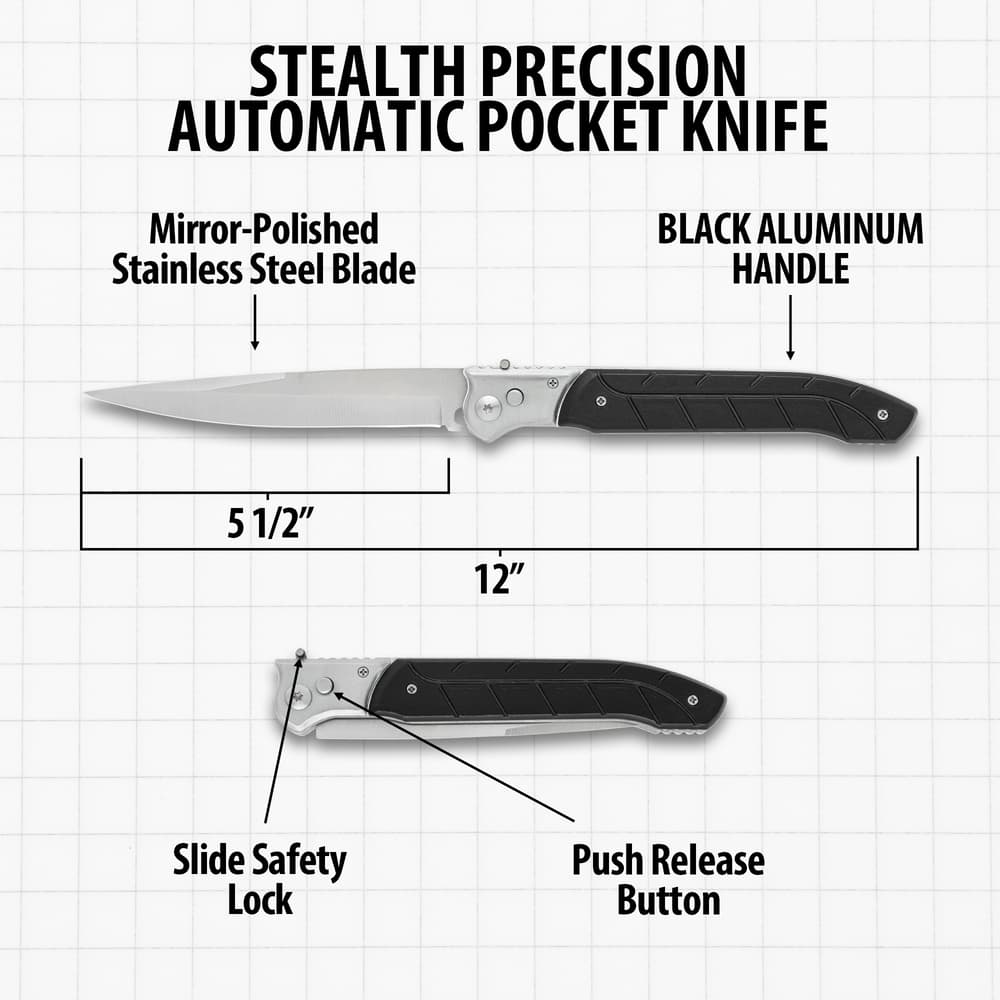 The specs of the automatic pocket knife image number 2