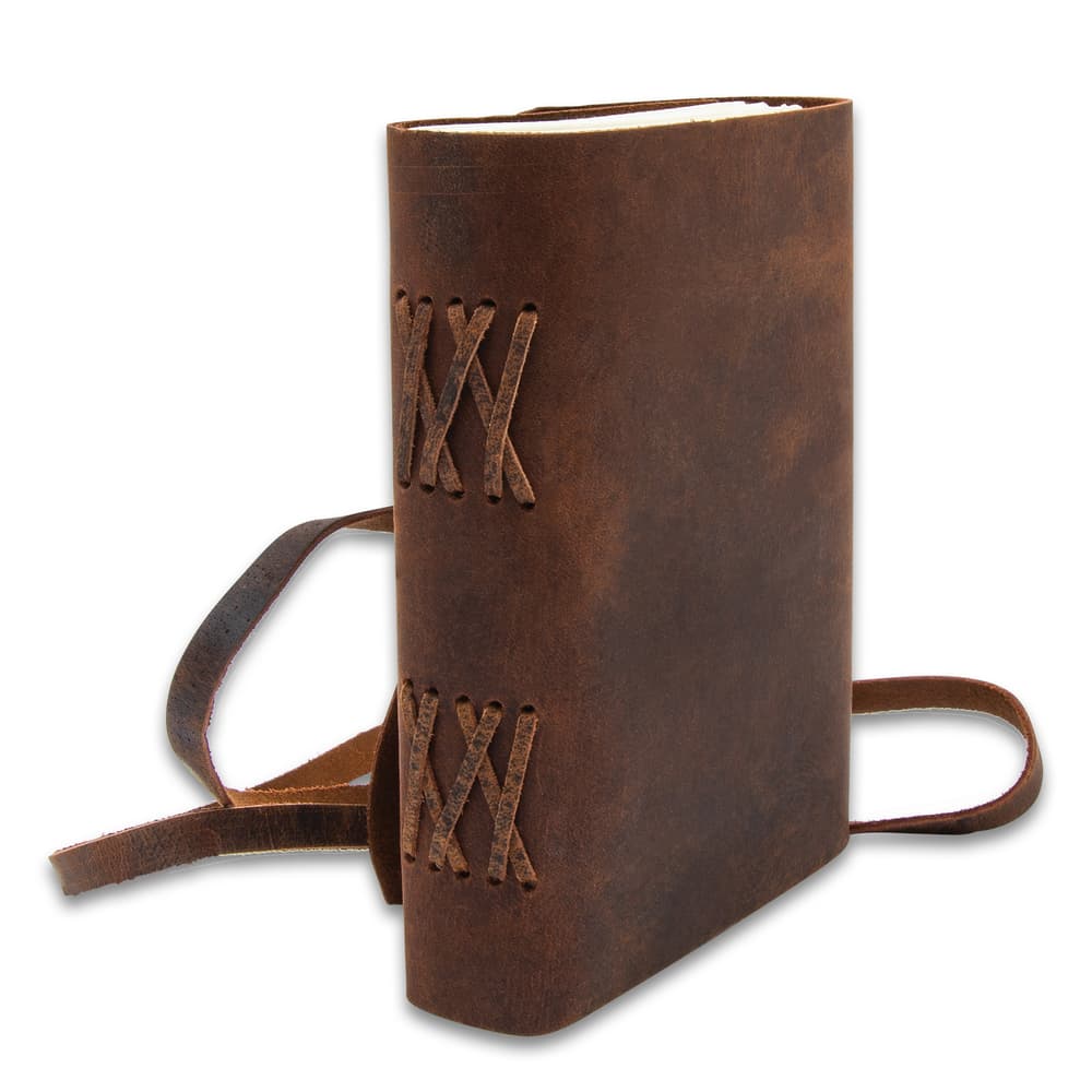 The leather journal can be secured closed with a leather thong image number 2
