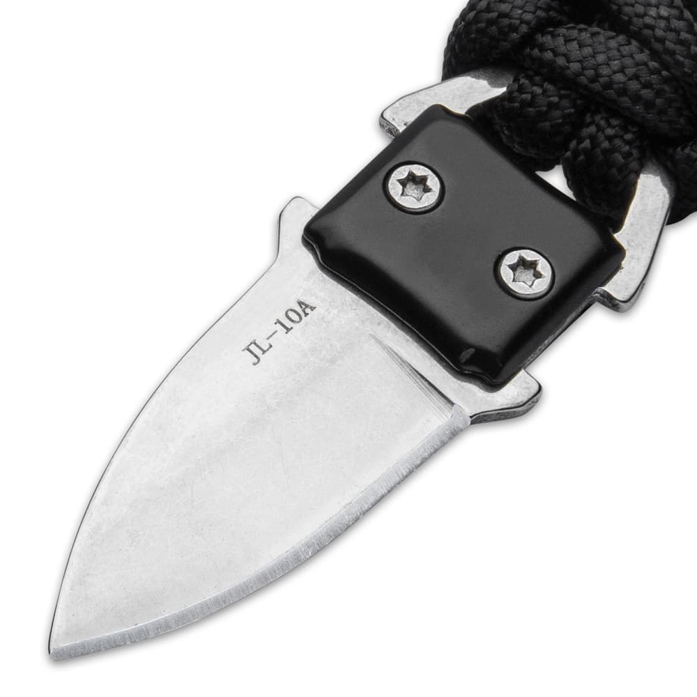 The sharp, 1 1/4” blade is made of stainless steel with a penetrating point and the buckle is made of ABS and stainless steel image number 2