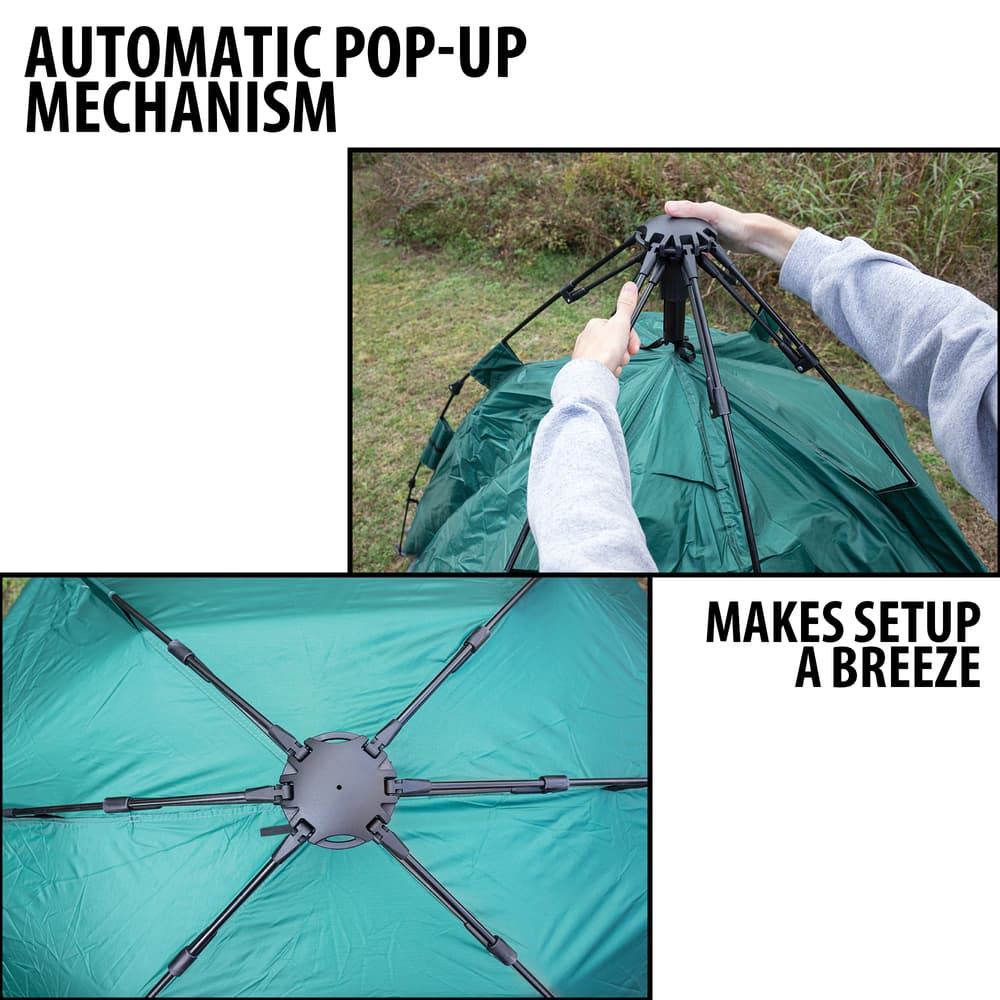 Multiple images showing the automatic pop-up mechanism of the Pop Up Tent. image number 2