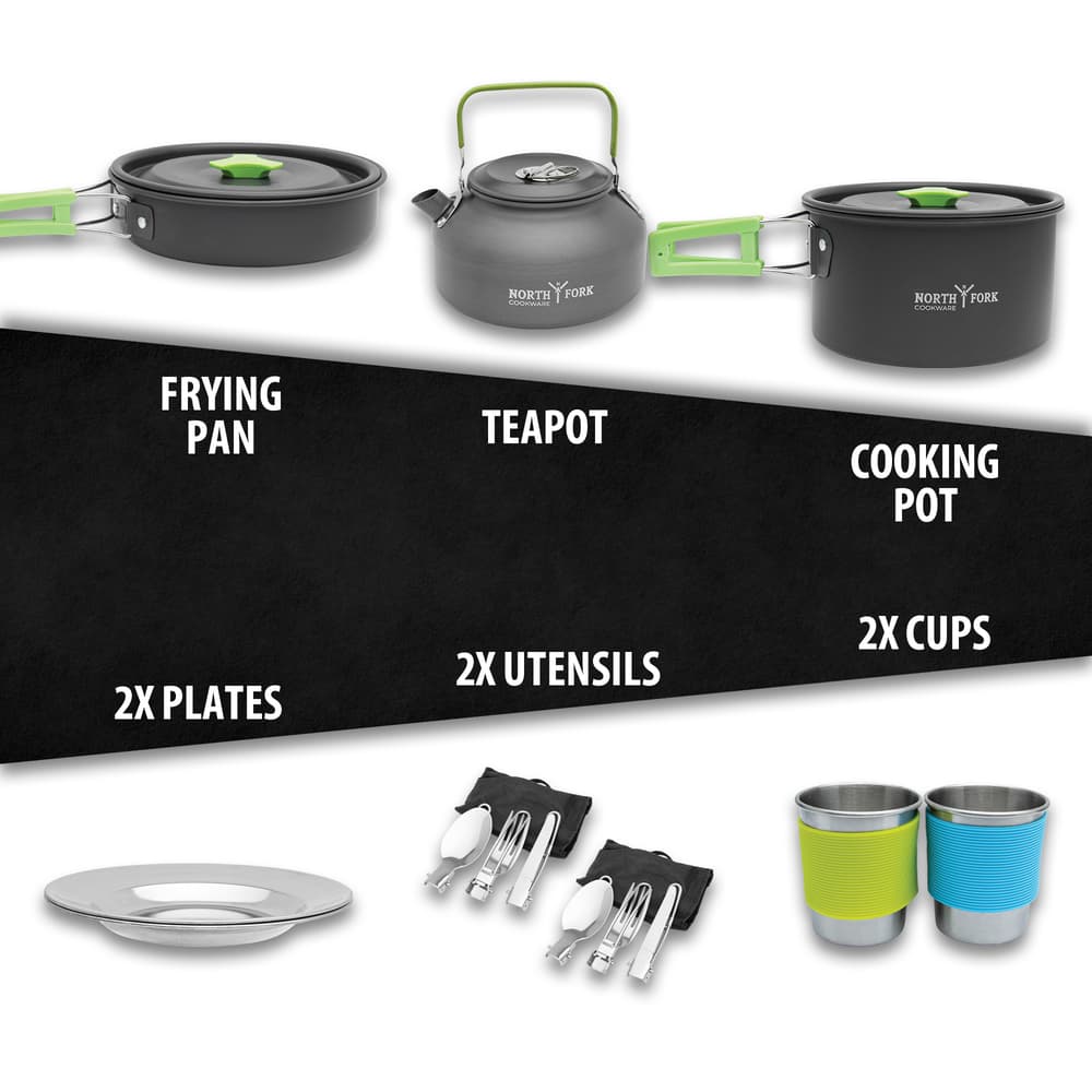 Full image showing what the Camping Cookware Set comes with. image number 2