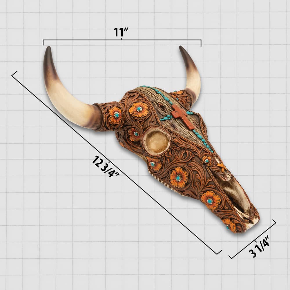 Close up image of the wall hanging hook on the Cow Skull. image number 2