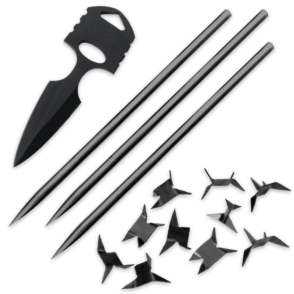 Black Legion Ninja "Bag of Tricks" - Knife, Push Dagger, Spikes, Caltrops in Nylon Sheath image number 2