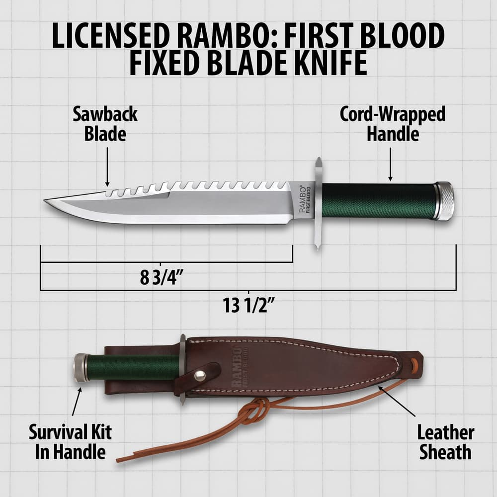 Licensed Rambo I First Blood Fixed Blade Knife image number 2