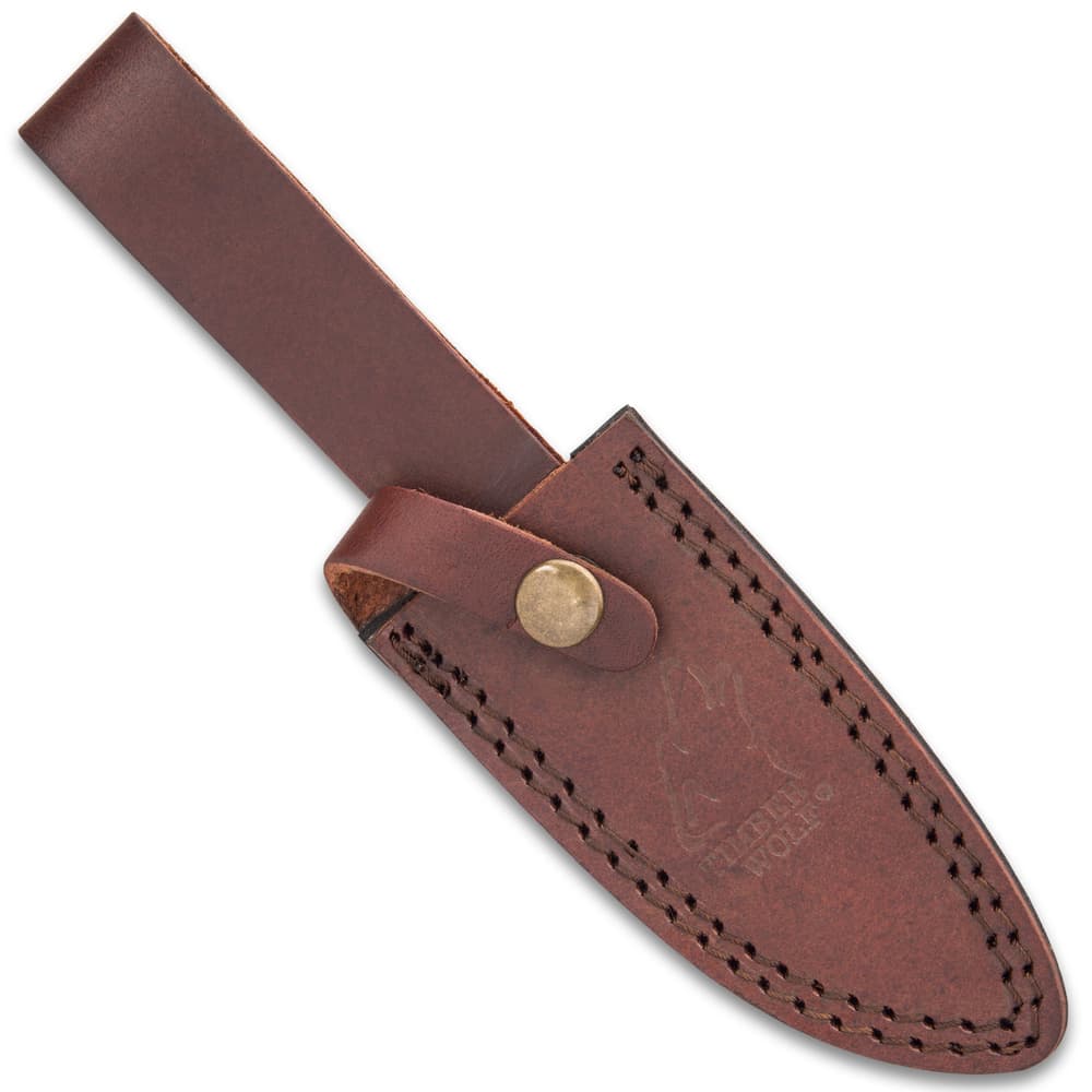 The skinning knife is 8 1/2”” in overall length and can be carried and stored in its premium leather belt sheath image number 2