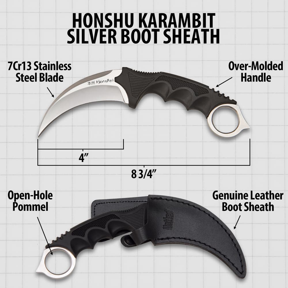 United Cutlery Honshu Karambit Silver Boot Sheath image number 2