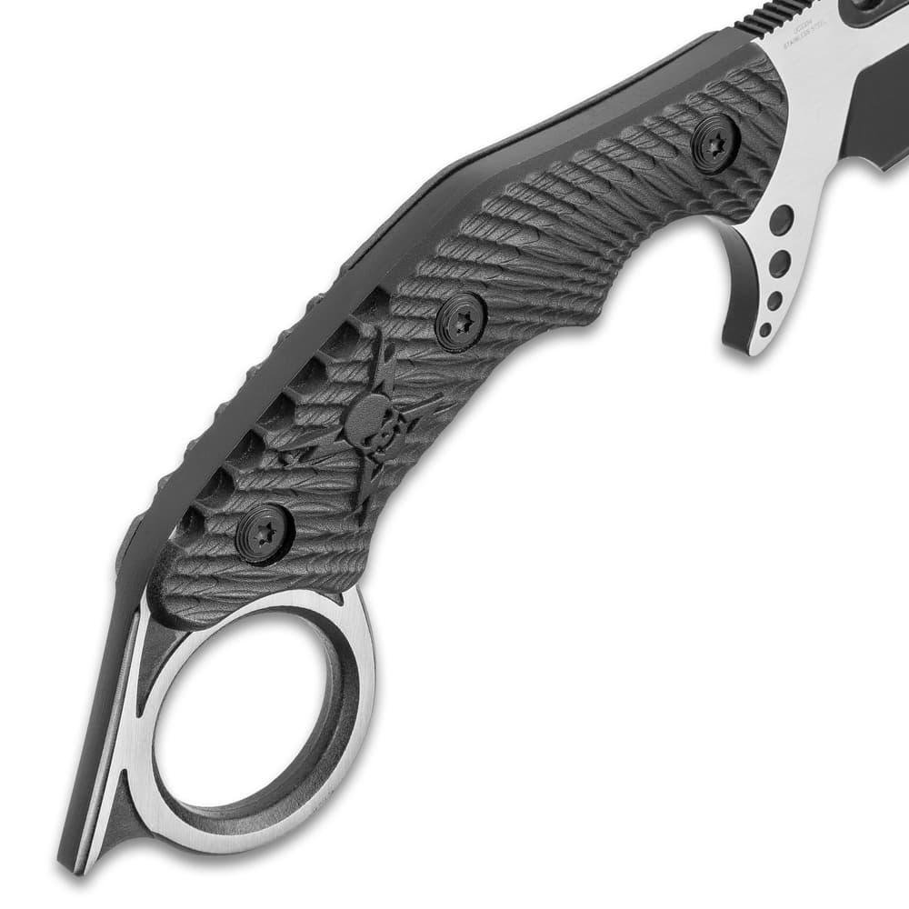 M48 Liberator Falcon Karambit Knife And Sheath - Cast Stainless Steel Blade, Black Oxide Coating, Injection Molded Nylon Handle - Length 10” image number 2