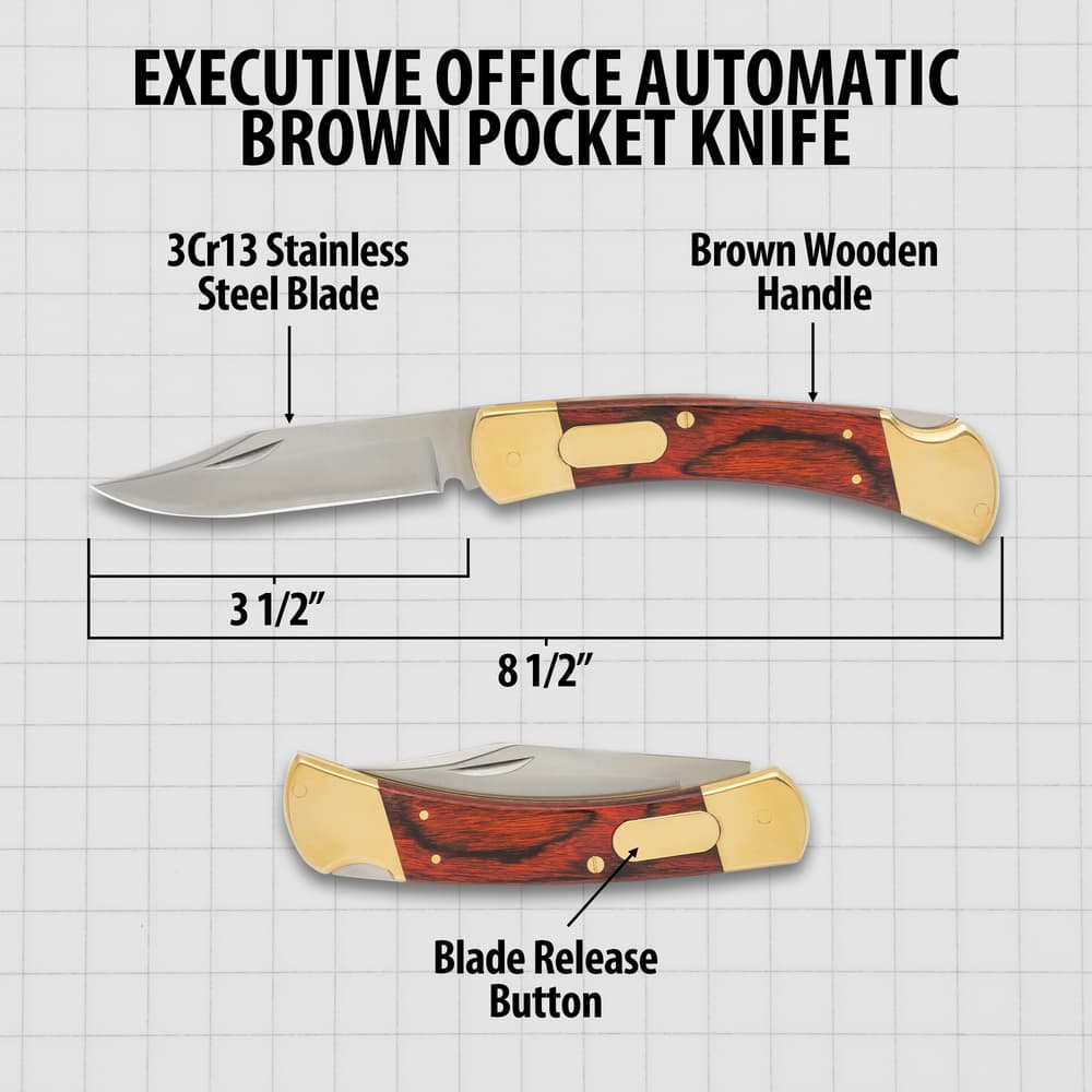 Details and features of the Brown Pocket Knife. image number 2