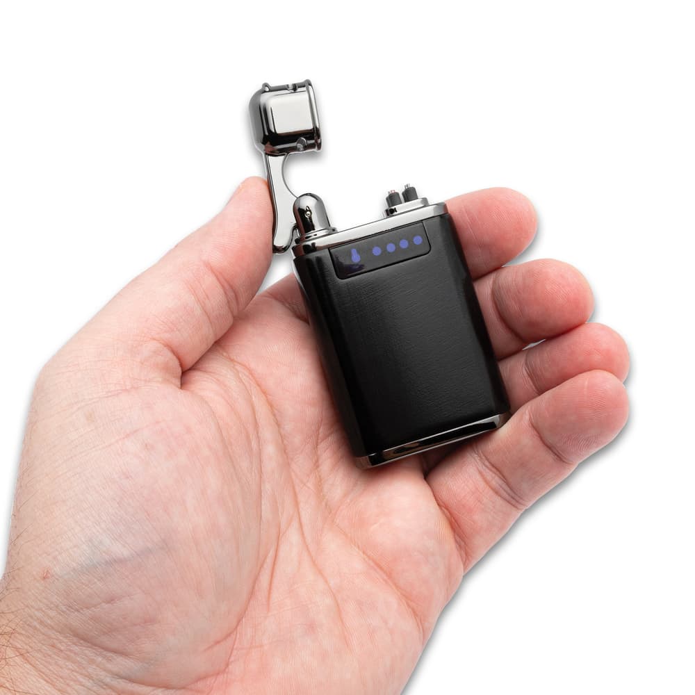 Close up image of USB Rechargeable Lighter held in hand. image number 2