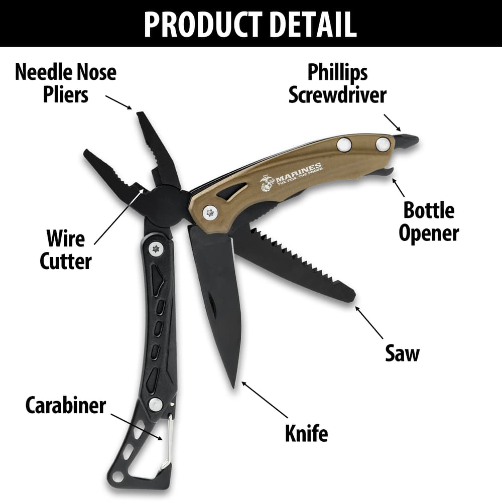 The multi-tool shown with all of its tools on display image number 2