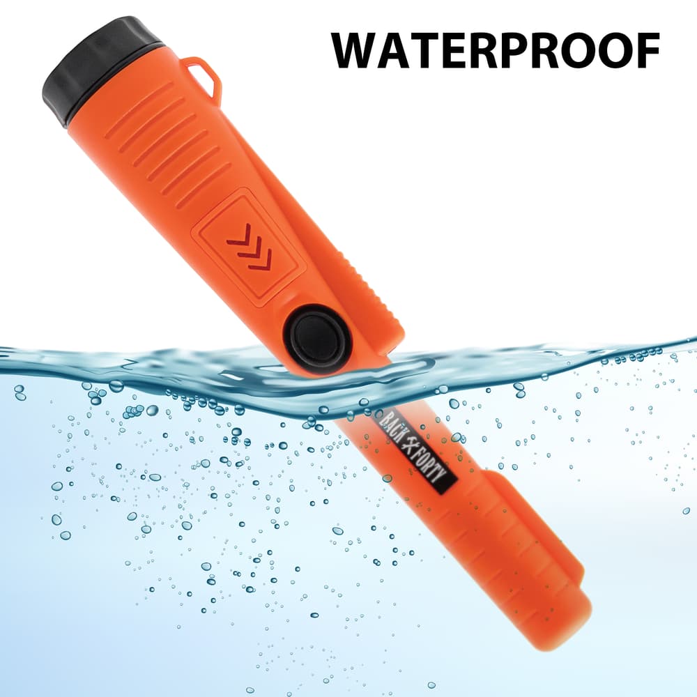 Full image showing the Metal Detector halfway submerged in water demonstrating its waterproof capability. image number 2