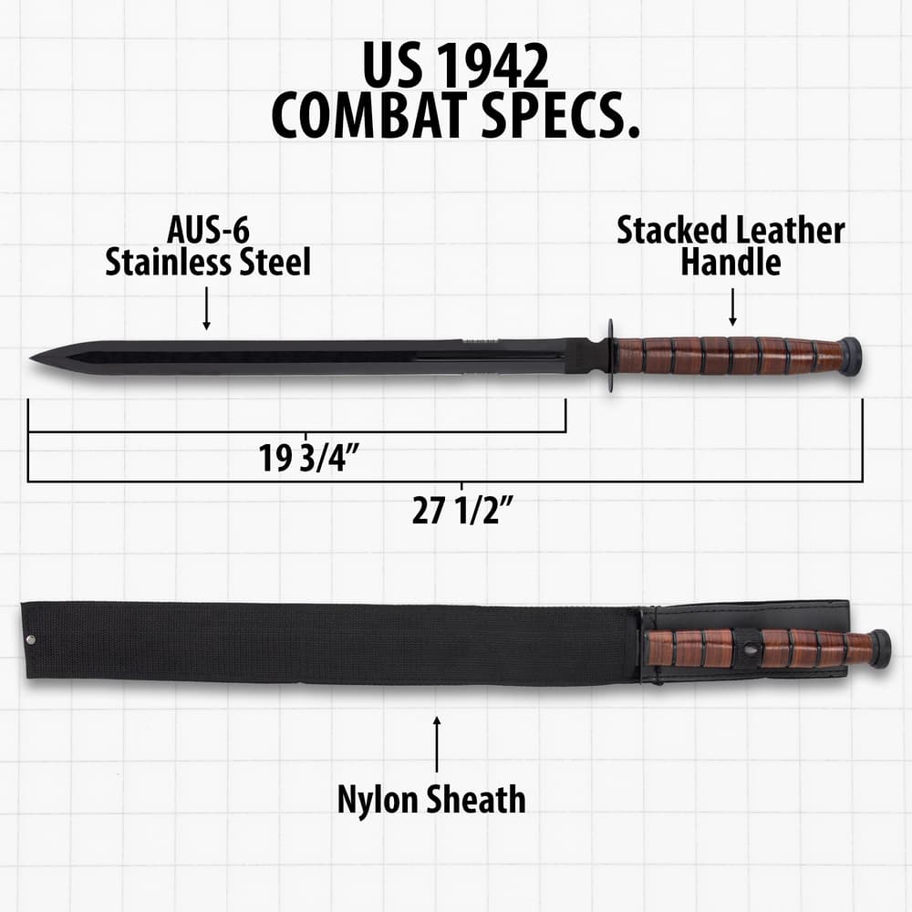 The 27 1/2” overall sword can be carried and stored in the included black, nylon shoulder sheath with adjustable strap image number 2