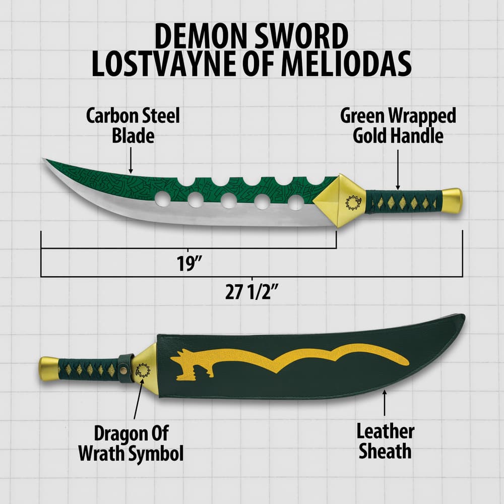 Details and features of Lostvayne anime sword and sheath. image number 2