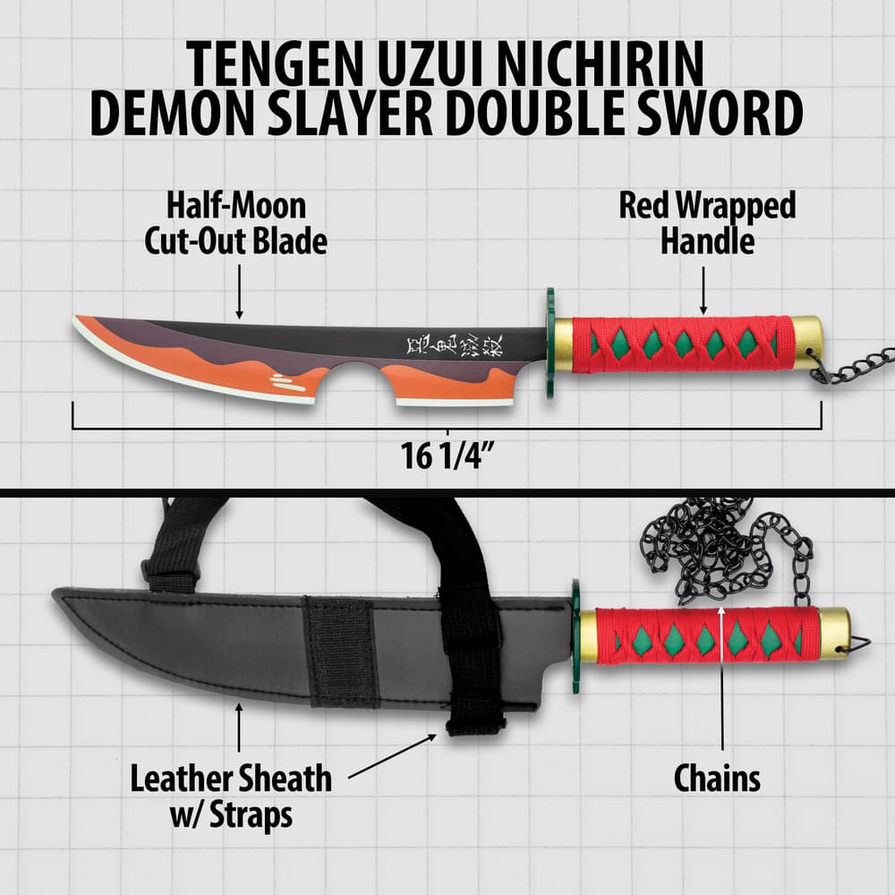 Details and features of the Nichirin Demon Slayer Double Sword. image number 2