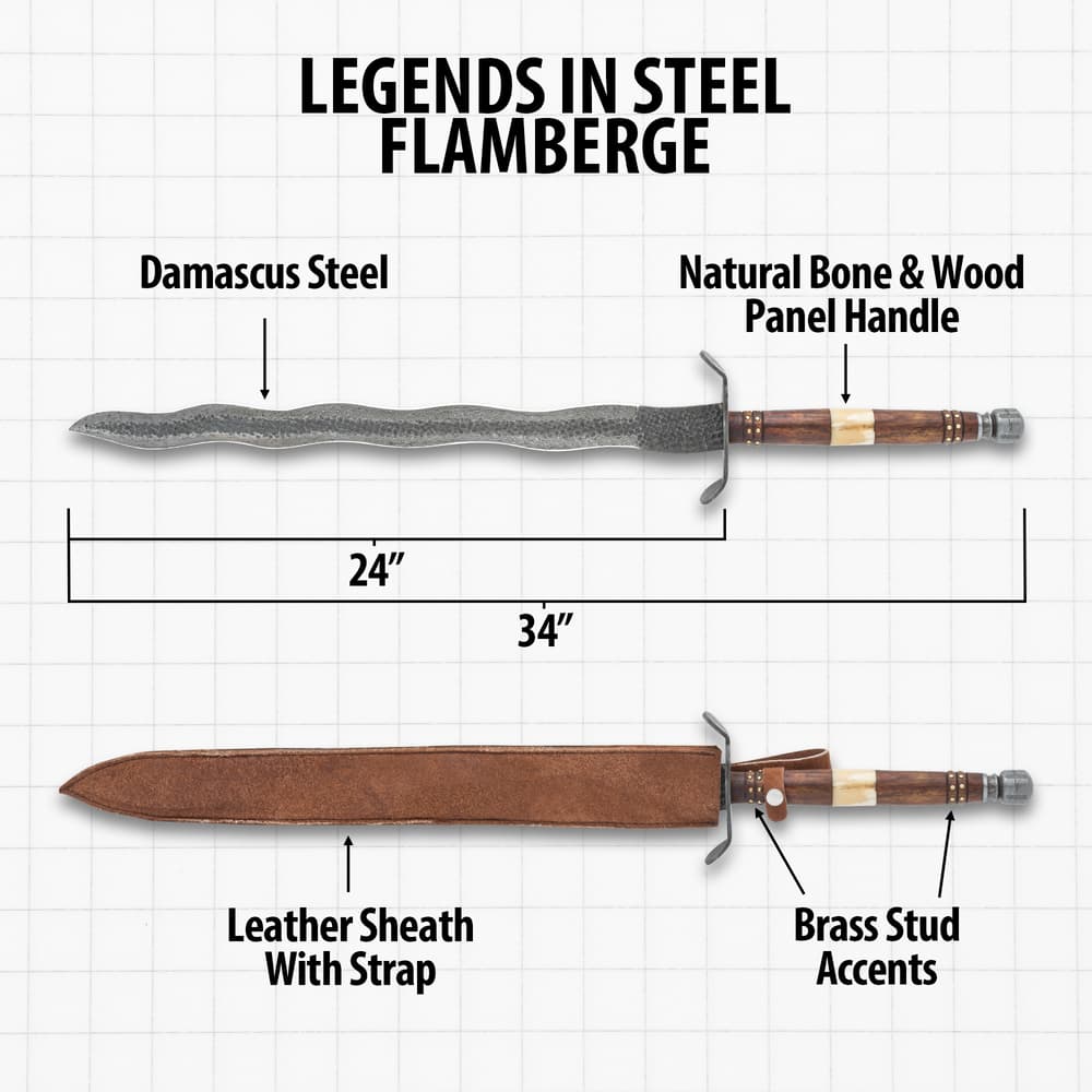 The specs of the Legends In Steel Flamberge Sword image number 2