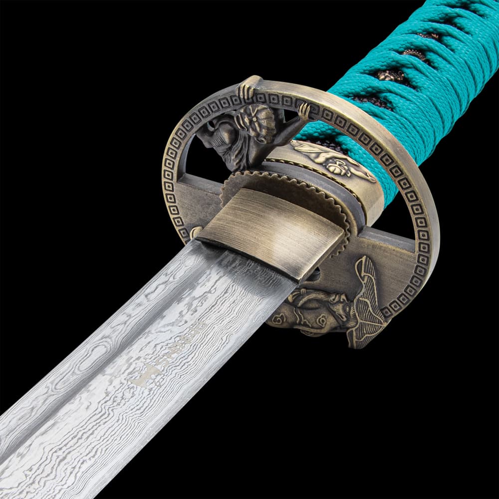 Shinwa Regal Katana Teal Sword Damascus image number 2