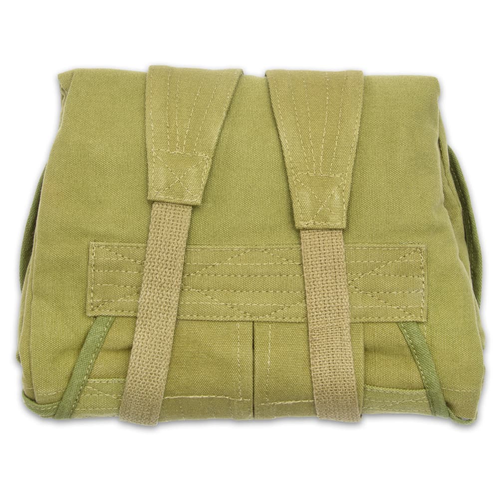 It has a heavy-duty, olive drab 100 percent cotton canvas construction with canvas and nylon webbing shoulder straps image number 2