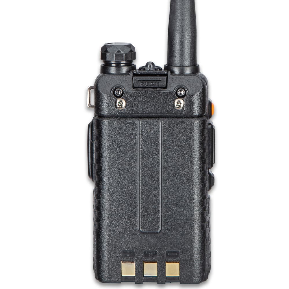 The two-way radio is powered by a lithium ion battery that can be charged with the included charger image number 1