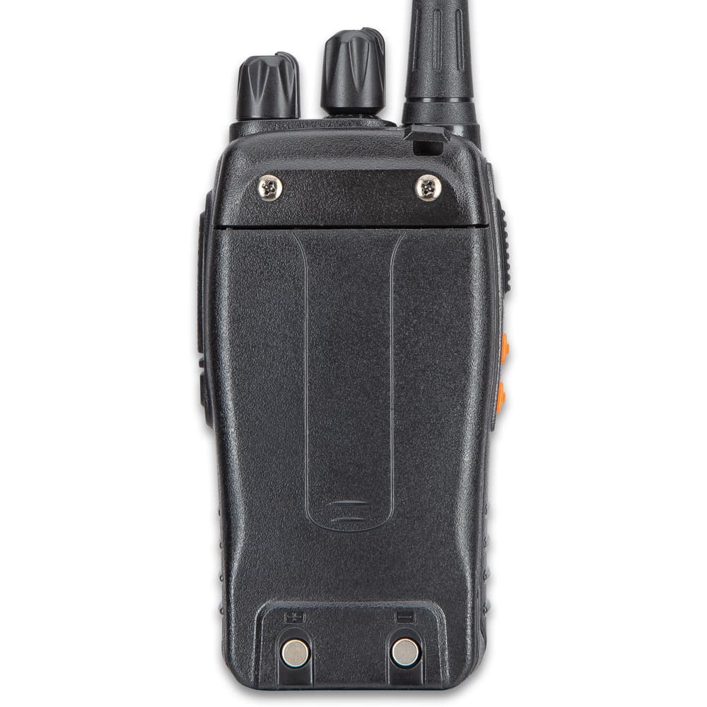 The two-way radio is powered by a lithium ion battery that can be charged with the included charger and there is a battery save mode image number 2