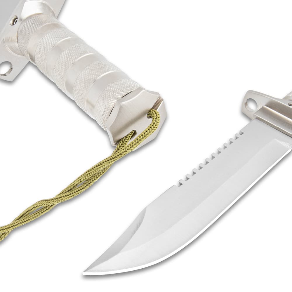 ONE SHOT ONE KILL® Survival Master Knife With Slingshot Sheath – Stainless  Steel Blade, Steel Handle, Survival Kit, Integrated Compass – Length 13 3/4”