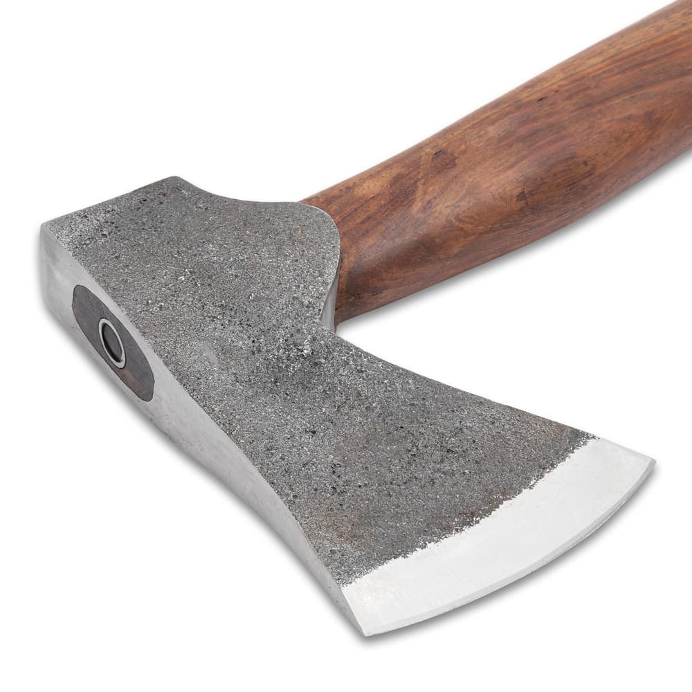 The axe head is made of rough-forged, high carbon steel. image number 3