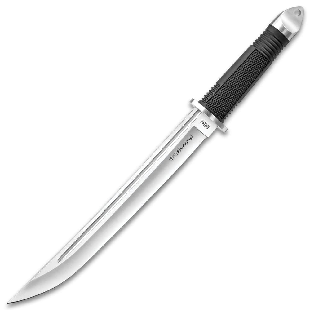 The 16 3/4” knife has a 10 3/4” 440 stainless steel blade with deep blood groove and over molded TPR grip. image number 3