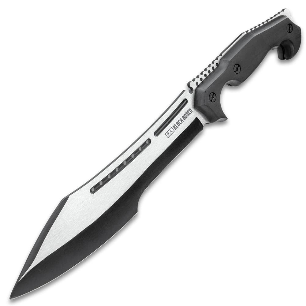 Black Ronin Stealth Machete And Sheath - Stainless Steel Blade, Black And Satin Finish, Wooden Handle - Length 16" image number 3