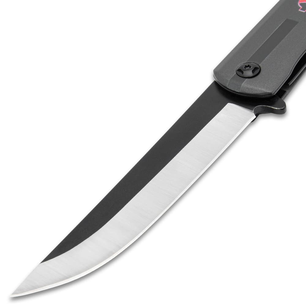 The Black Anime Assisted Opening Pocket Knife has a 3Cr13 stainless steel blade image number 3