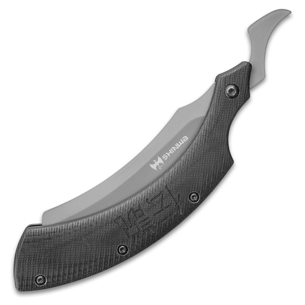 Shinwa Kamisori Folding Razor Knife - Stainless Steel Blade, Grey Titanium Finish, G10 Handle Scales - 6” Closed image number 3